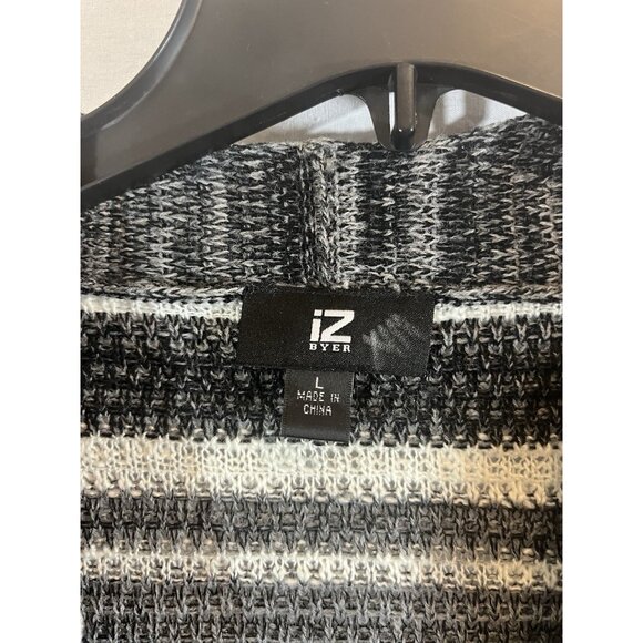 Iz Byer Women's Large Long Sleeve Knit Gray Long Open Cartigan - Picture 2 of 10